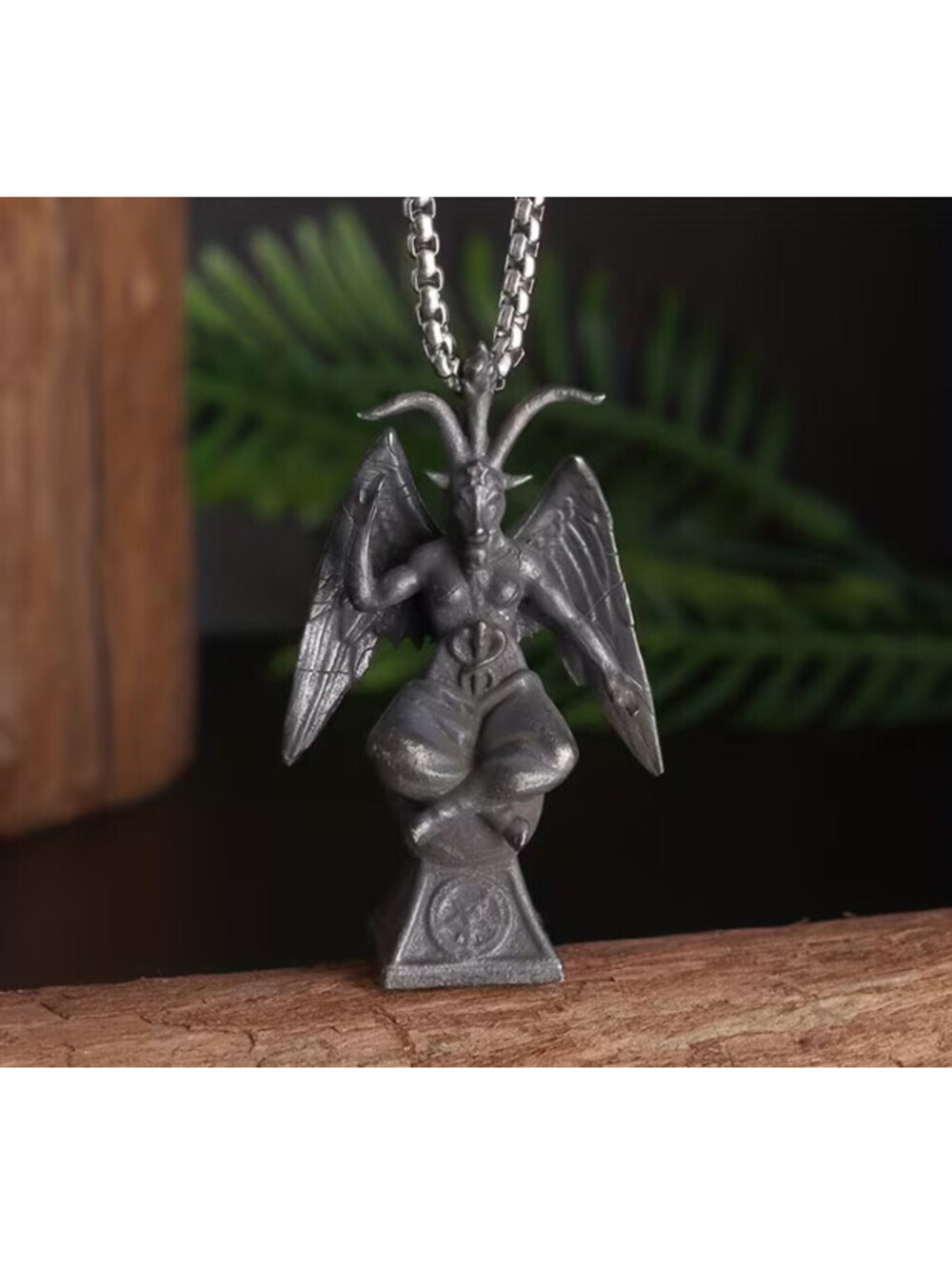Baphomet Sitting Necklace Jewelry Black Steel Sexy Goat Headed Pendant